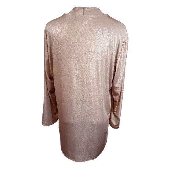 CHICO'S‎ 2 Travelers Open Front Jacket Cardigan Top 12/LG Dressy Gold Metallic - Picture 3 of 9